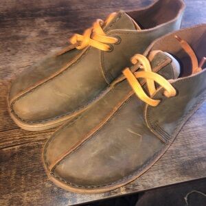 Clarks Brown Chukka Boots with Orange Laces
